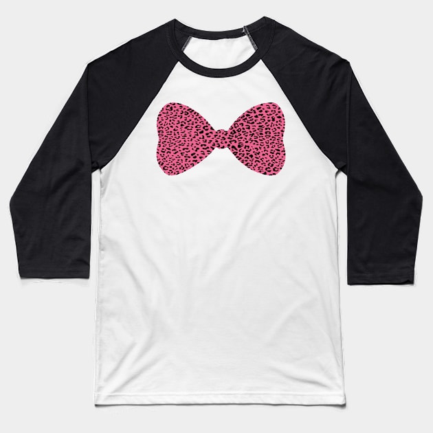 Cute Pink Leopard Bow Tie Graphic Gift For Women, Teens & Girls Baseball T-Shirt by Haute Leopard